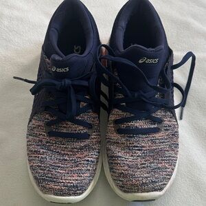 ASICS Kids Navy and Pink Knit Lace-Up Sneakers